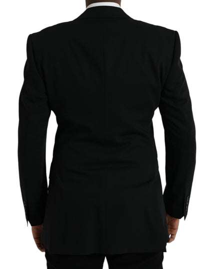 Dolce & Gabbana Black Wool Peak Single Breasted Coat Blazer