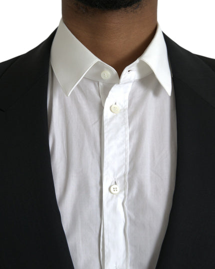 Dolce & Gabbana Black Wool Peak Single Breasted Coat Blazer