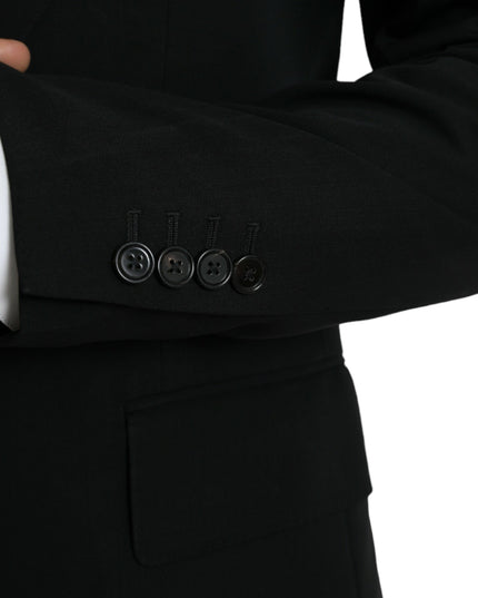 Dolce & Gabbana Black Wool Peak Single Breasted Coat Blazer