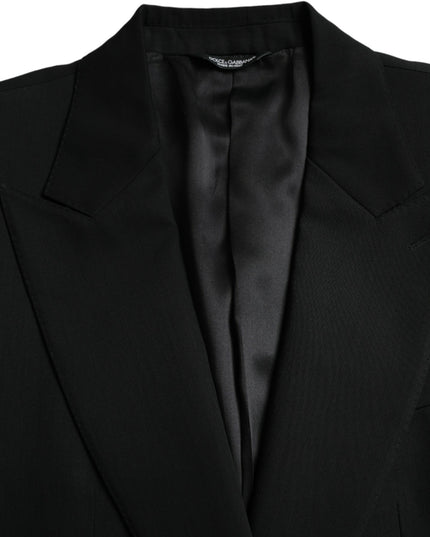 Dolce & Gabbana Black Wool Peak Single Breasted Coat Blazer