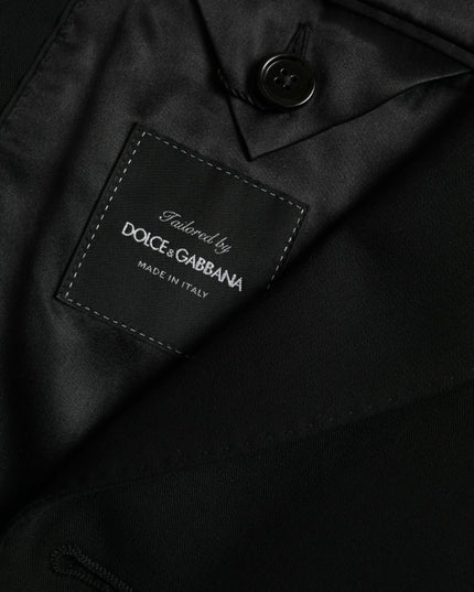 Dolce & Gabbana Black Wool Peak Single Breasted Coat Blazer