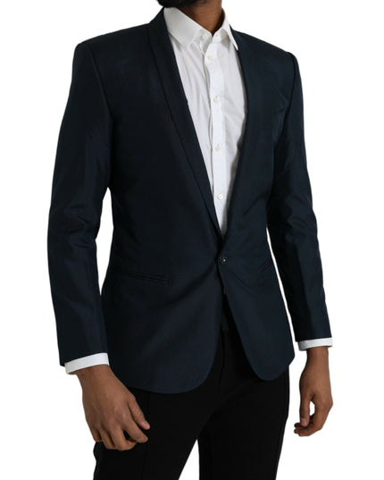 Dolce & Gabbana Blue GOLD Notch Single Breasted Coat Blazer