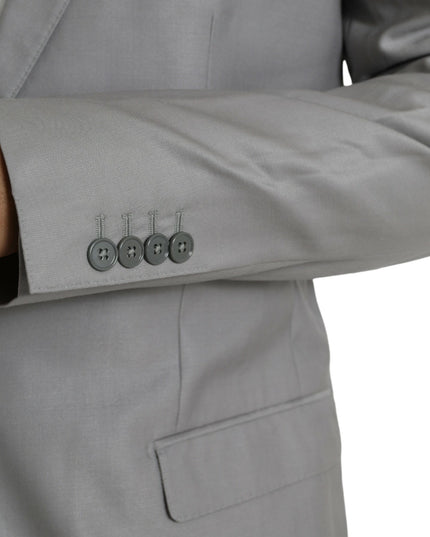 Dolce & Gabbana Gray Wool Peak Single Breasted Coat Blazer