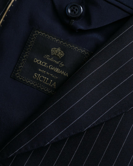 Dolce & Gabbana Black Stripe SICILIA Double Breasted Coat Blazer