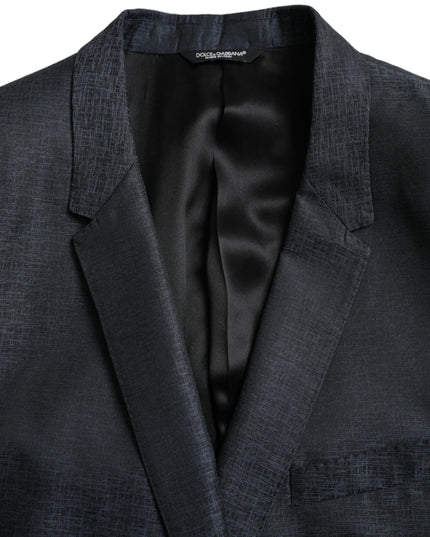 Dolce & Gabbana Blue Wool GOLD Single Breasted Coat Blazer