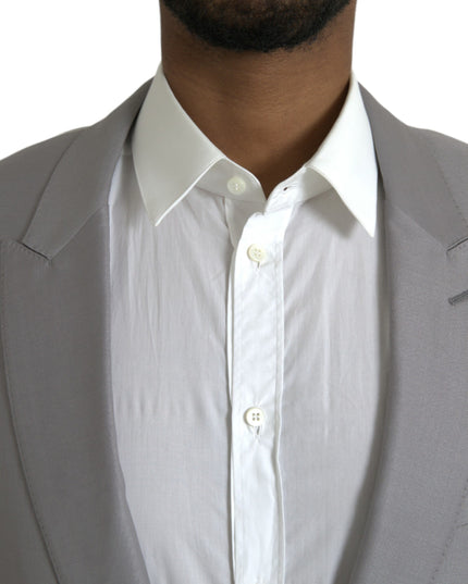 Dolce & Gabbana Gray Wool Peak Single Breasted Coat Blazer