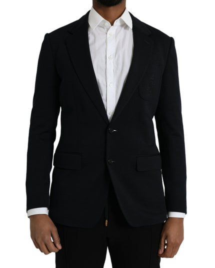 Dolce & Gabbana Black Wool Notch Single Breasted Coat Blazer