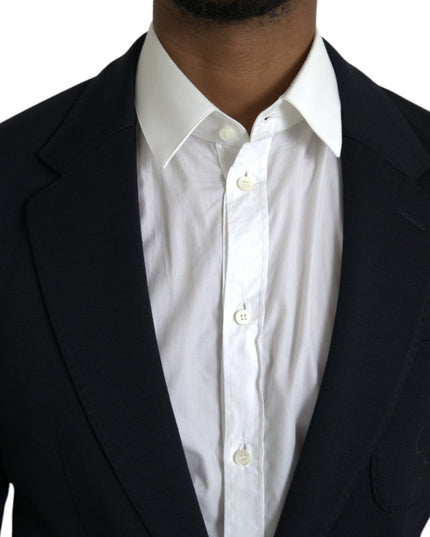 Dolce & Gabbana Black Wool Notch Single Breasted Coat Blazer