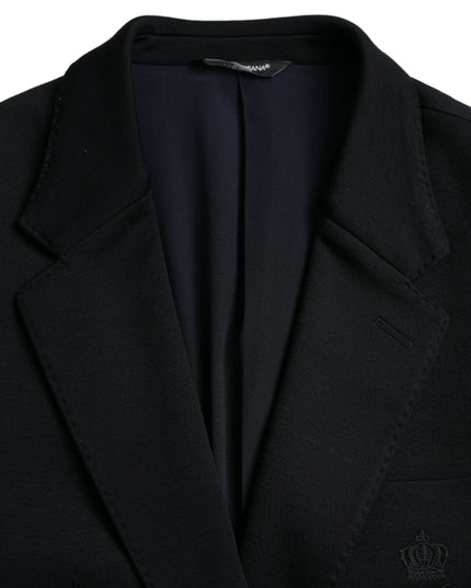 Dolce & Gabbana Black Wool Notch Single Breasted Coat Blazer