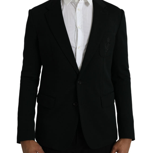 Dolce & Gabbana Black Wool Notch Single Breasted Coat Blazer