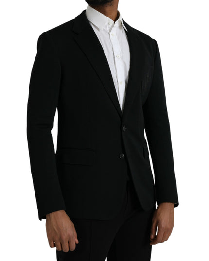 Dolce & Gabbana Black Wool Notch Single Breasted Coat Blazer