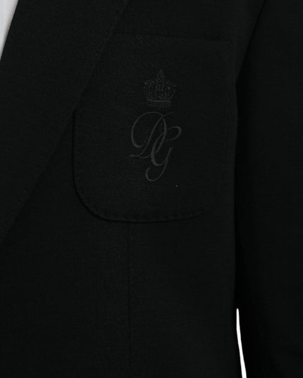 Dolce & Gabbana Black Wool Notch Single Breasted Coat Blazer