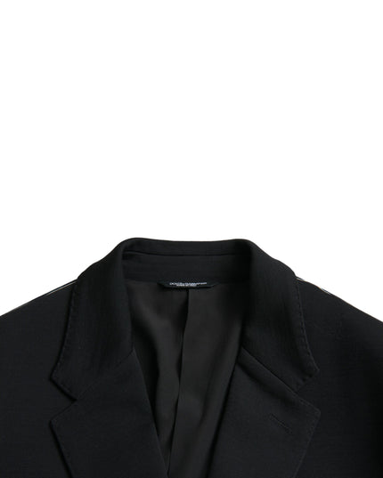 Dolce & Gabbana Black Wool Notch Single Breasted Coat Blazer