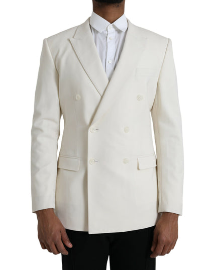 Dolce & Gabbana White Wool MARTINI Double Breasted Blazer