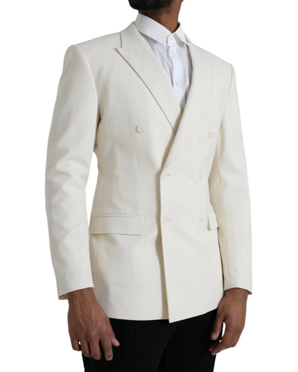 Dolce & Gabbana White Wool MARTINI Double Breasted Blazer