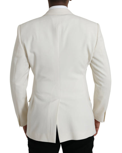 Dolce & Gabbana White Wool MARTINI Double Breasted Blazer