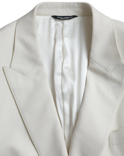 Dolce & Gabbana White Wool MARTINI Double Breasted Blazer