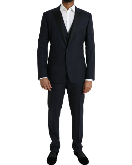 Dolce & Gabbana Dark Blue MARTINI Wool Formal 3 Piece Suit