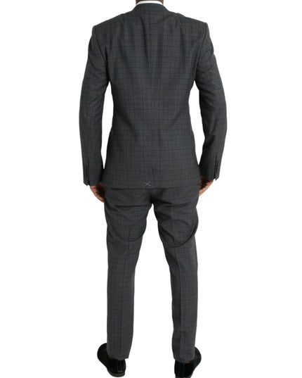 Dolce & Gabbana Gray Plaid Wool MARTINI Formal 2 Piece Suit