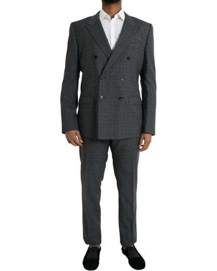 Dolce & Gabbana Gray Plaid Wool MARTINI Formal 2 Piece Suit