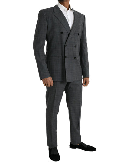 Dolce & Gabbana Gray Plaid Wool MARTINI Formal 2 Piece Suit