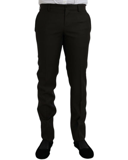Dolce & Gabbana Dark Brown Wool Slim Fit Formal Pants