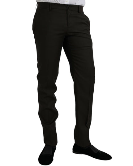 Dolce & Gabbana Dark Brown Wool Slim Fit Formal Pants