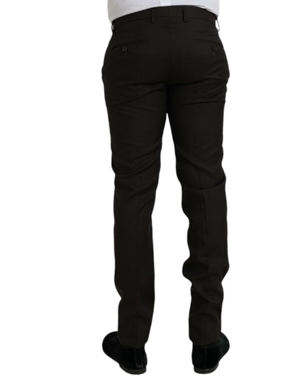 Dolce & Gabbana Dark Brown Wool Slim Fit Formal Pants