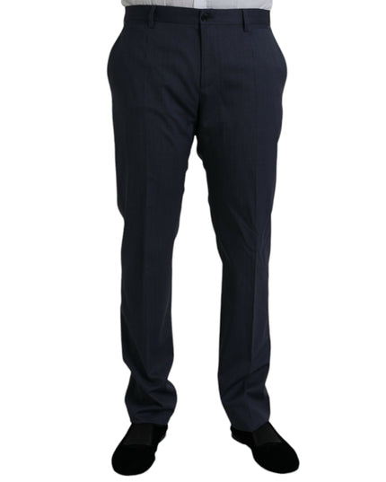 Dolce & Gabbana Blue Wool Slim Fit Dress Formal Pants