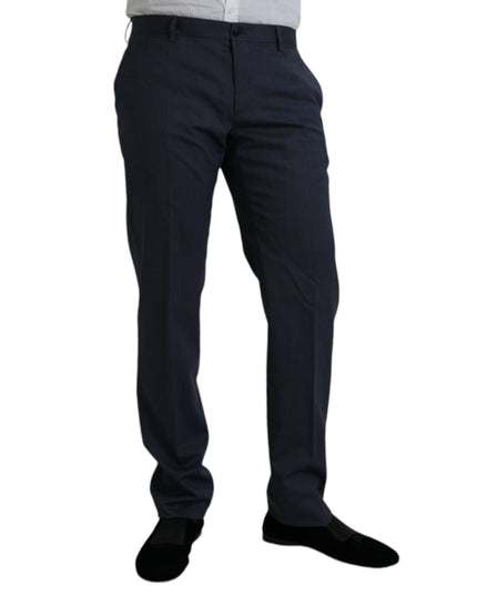 Dolce & Gabbana Blue Wool Slim Fit Dress Formal Pants