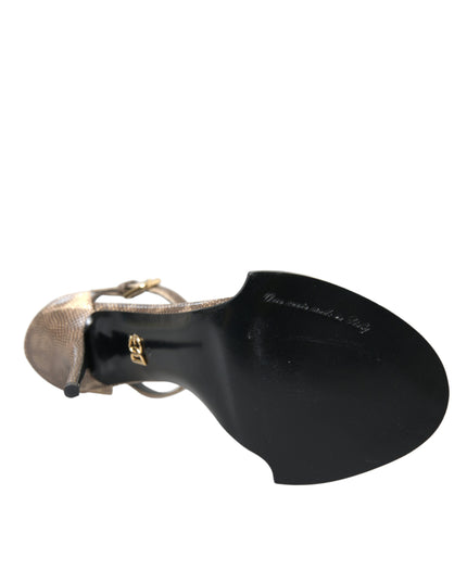 Dolce & Gabbana Brown Exotic Leather Crystal Sandals Shoes