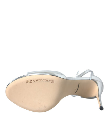 Dolce & Gabbana Silver KEIRA Leather Heels Sandals Shoes