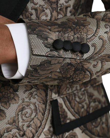 Dolce & Gabbana Brown Floral Jacquard Formal 3 Piece Suit