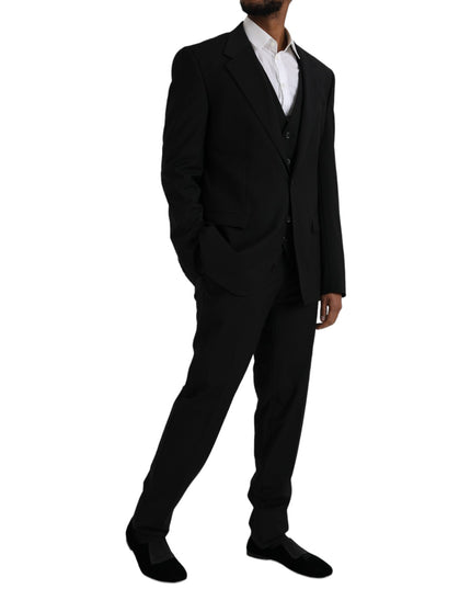 Dolce & Gabbana Black Polyester STAFF Formal 3 Piece Suit