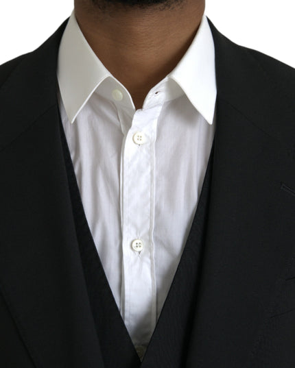 Dolce & Gabbana Black Polyester STAFF Formal 3 Piece Suit