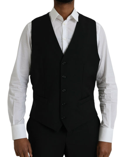 Dolce & Gabbana Black Polyester STAFF Formal 3 Piece Suit