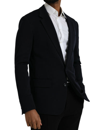Dolce & Gabbana Black Wool Single Breasted Coat Blazer