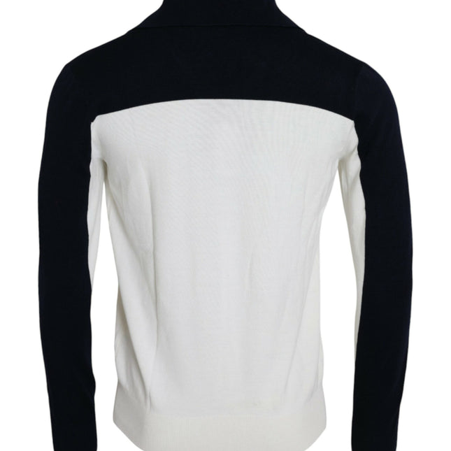 Dolce & Gabbana White Black SICILIA Henley Shirt Pullover Sweater