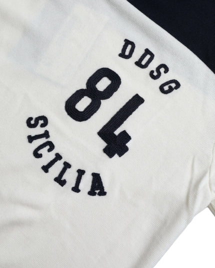 Dolce & Gabbana White Black SICILIA Henley Shirt Pullover Sweater