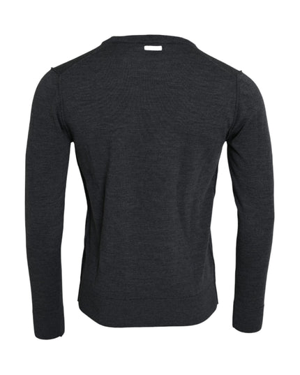 Dolce & Gabbana Dark Gray Wool Crew Neck Pullover Sweater