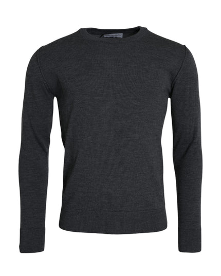 Dolce & Gabbana Dark Gray Wool Crew Neck Pullover Sweater
