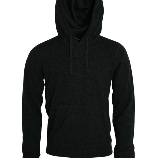Dolce & Gabbana Dark Gray Cashmere Hooded Pullover Sweater