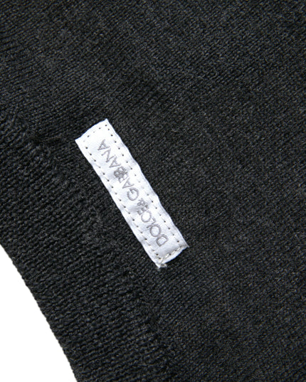 Dolce & Gabbana Dark Gray Wool Crew Neck Pullover Sweater