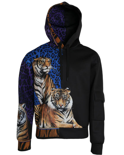 Dolce & Gabbana Multicolor Tiger Hooded Sweatshirt Sweater