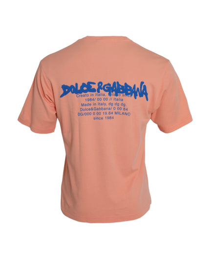 Dolce & Gabbana Coral Cotton Logo Print Short Sleeve T-shirt