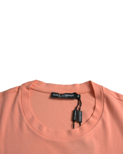 Dolce & Gabbana Coral Cotton Logo Print Short Sleeve T-shirt