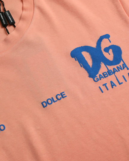 Dolce & Gabbana Coral Cotton Logo Print Short Sleeve T-shirt