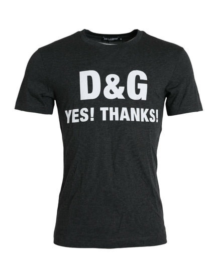 Dolce & Gabbana Gray Logo Print Crewneck Short Sleeve T-shirt
