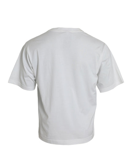 Dolce & Gabbana White Embellished Cotton Crew Neck T-shirt