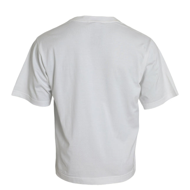 Dolce & Gabbana White Embellished Cotton Crew Neck T-shirt
